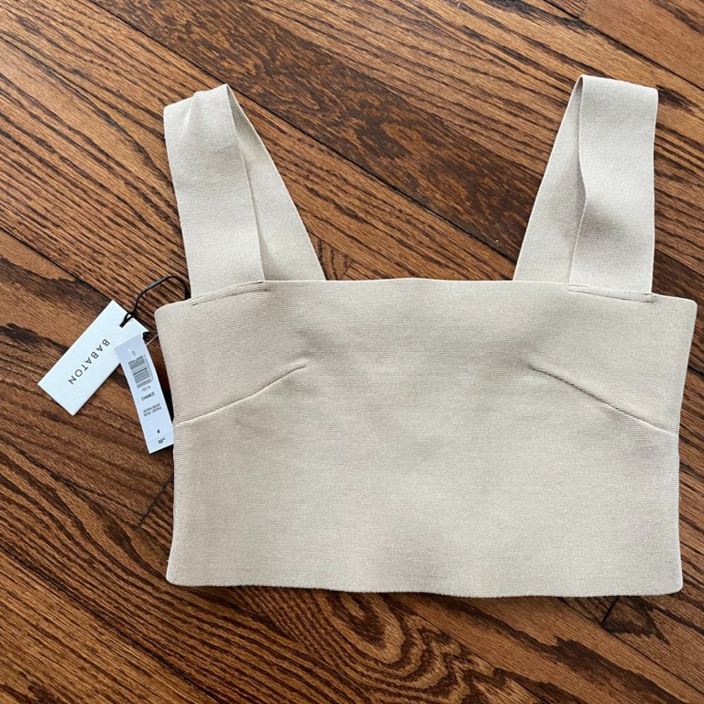 Aritzia Babaton Chance Bandage Crop Top Tan - NWT